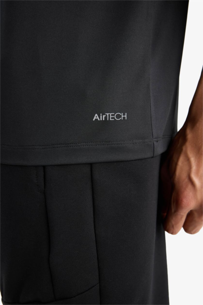 HOMME Noir T-shirt de sport slim fit DeFactoFit col rond  manches courtes tissu extensible