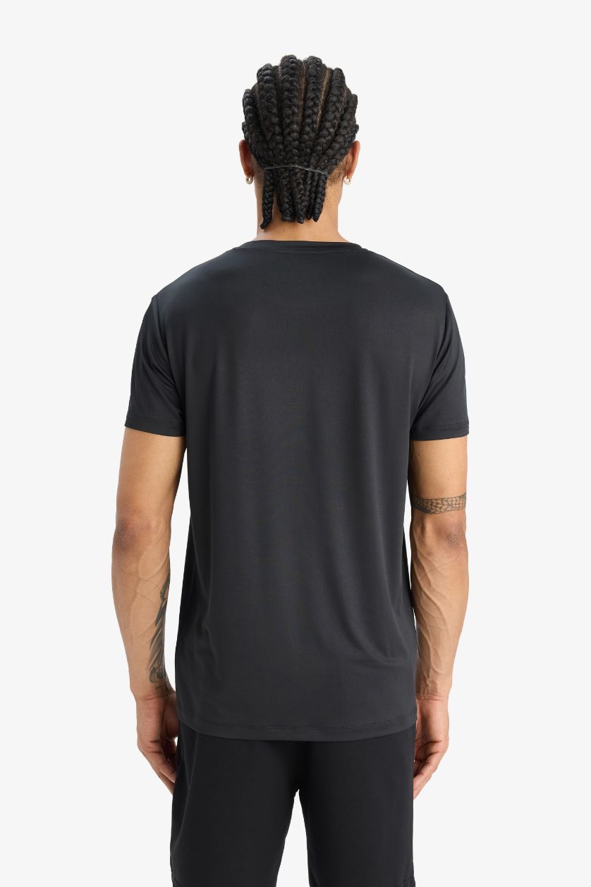 HOMME Noir T-shirt de sport slim fit DeFactoFit col rond  manches courtes tissu extensible