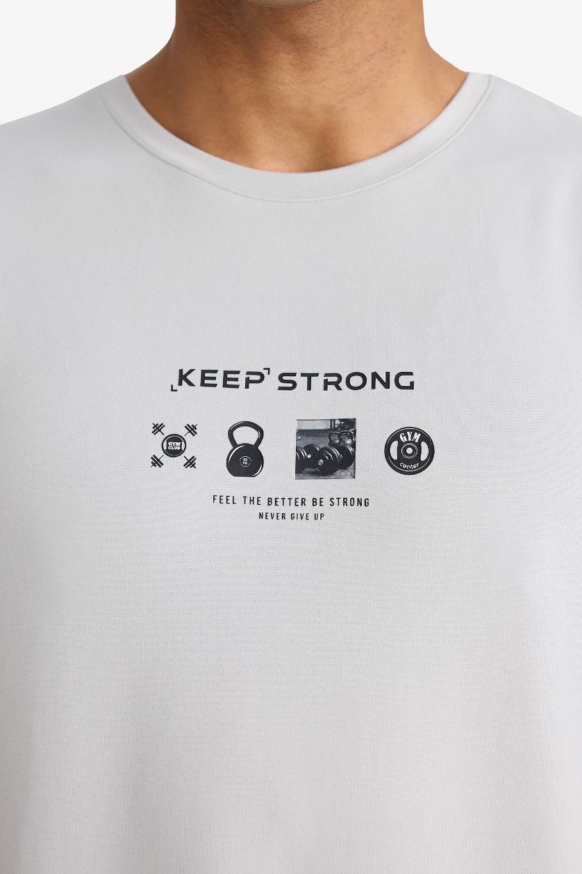 Ерлер Ашық сұр Ерлерге бокс фит дөңгелек жаға басып шығарылған Ішкөйлек