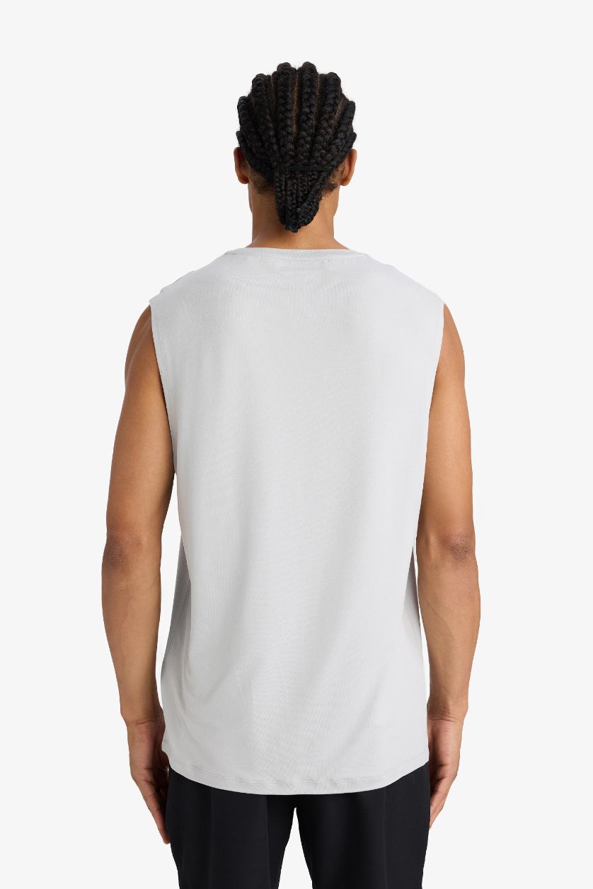 Ерлер Ашық сұр Ерлерге бокс фит дөңгелек жаға басып шығарылған Ішкөйлек