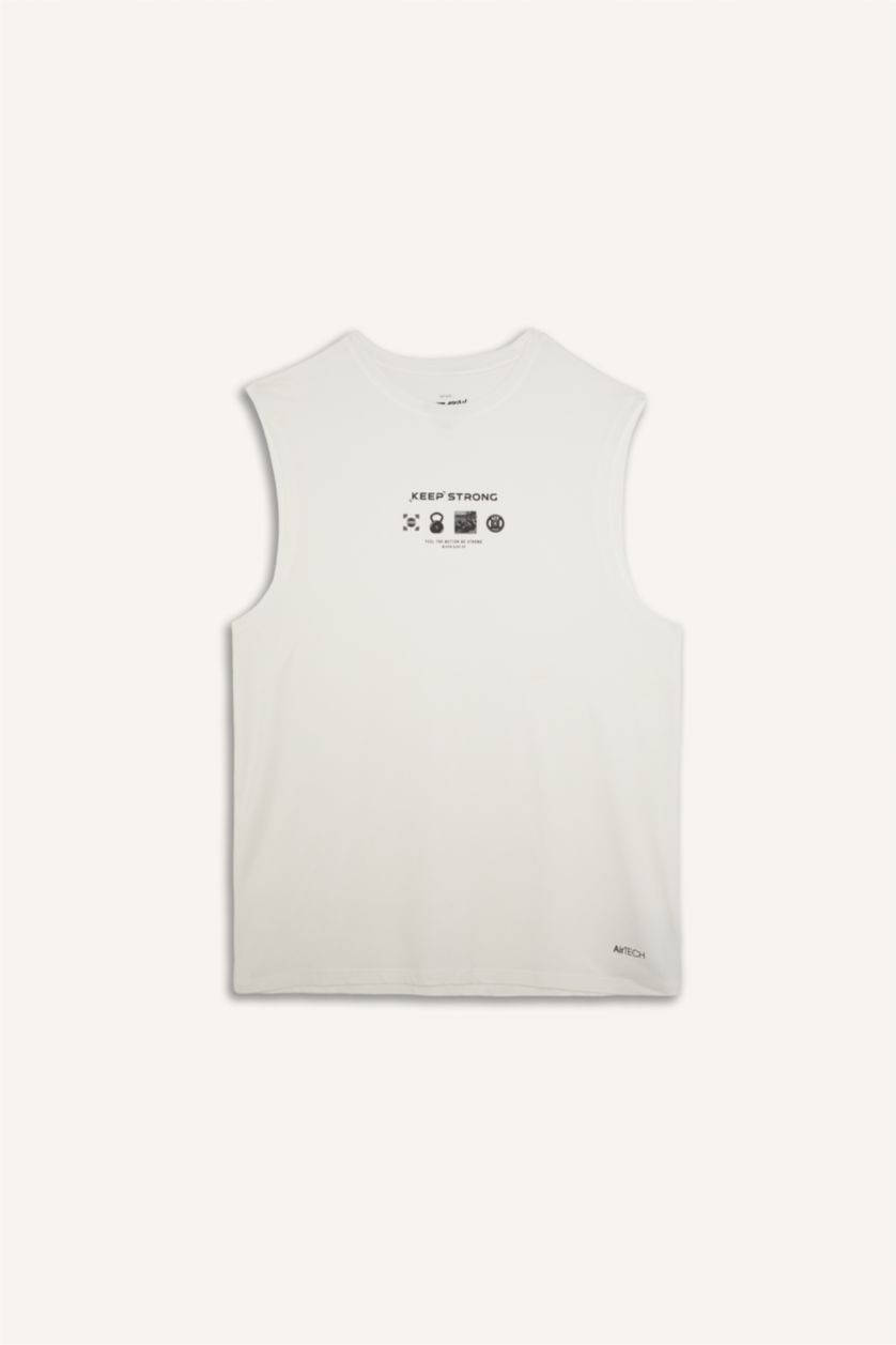 Erkek Beyaz Boxy Fit Baskılı Bisiklet
