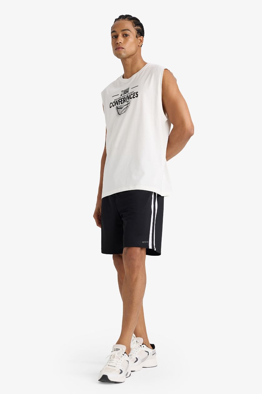 Erkek Siyah Standart Fit Sporcu Kısa Paça Cepli Şort