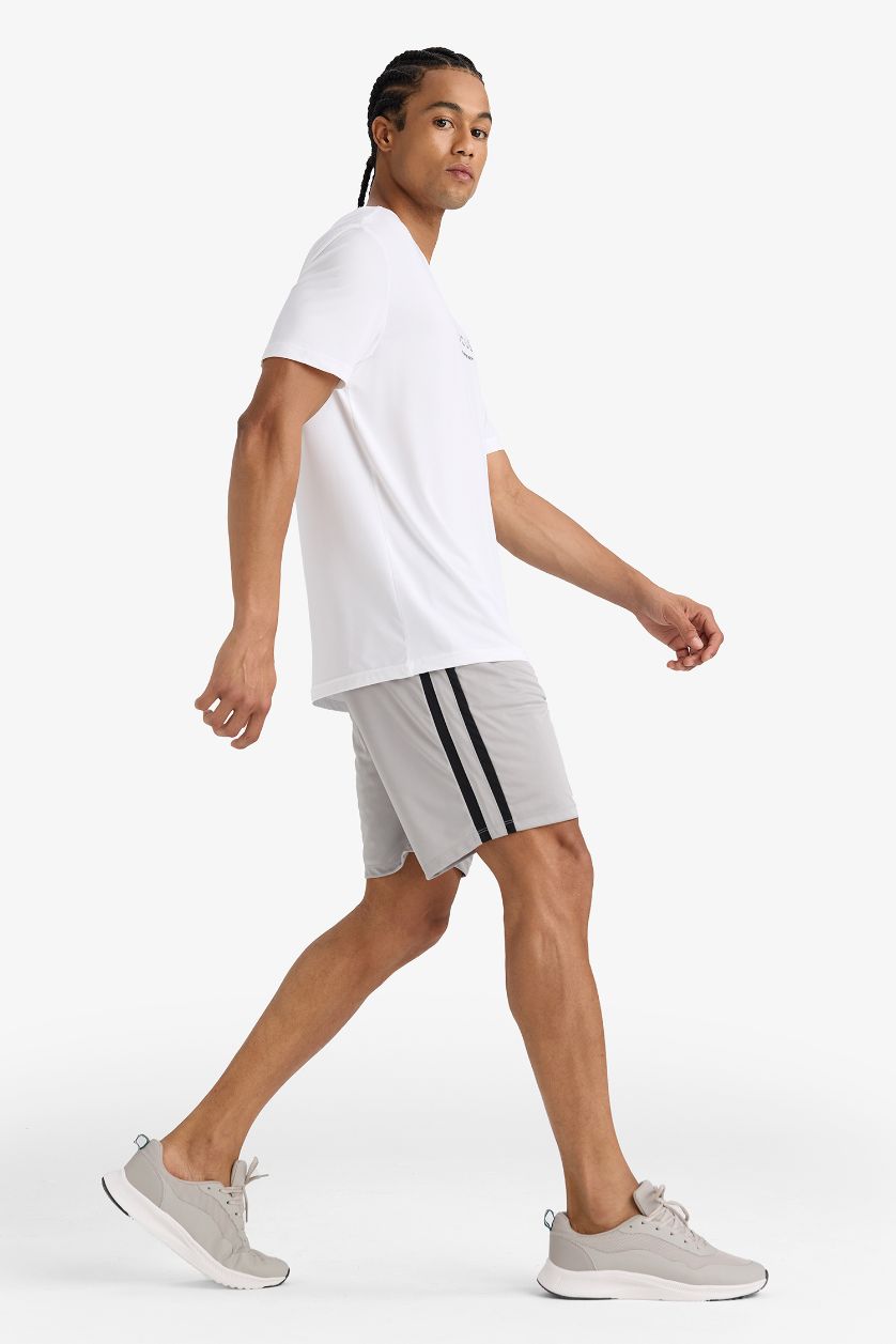 Erkek Açık Gri Standart Fit Sporcu Kısa Paça Cepli Şort