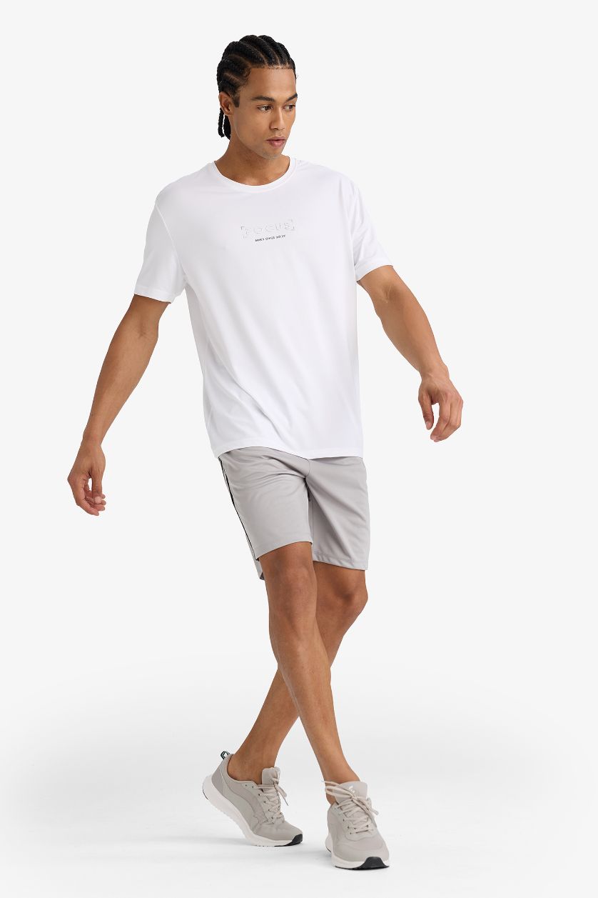 Erkek Açık Gri Standart Fit Sporcu Kısa Paça Cepli Şort