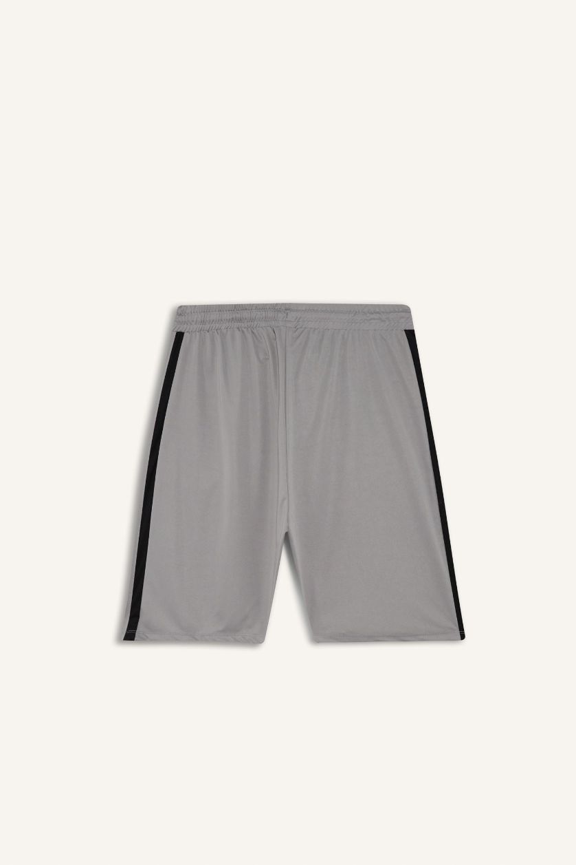 Erkek Açık Gri Standart Fit Sporcu Kısa Paça Cepli Şort