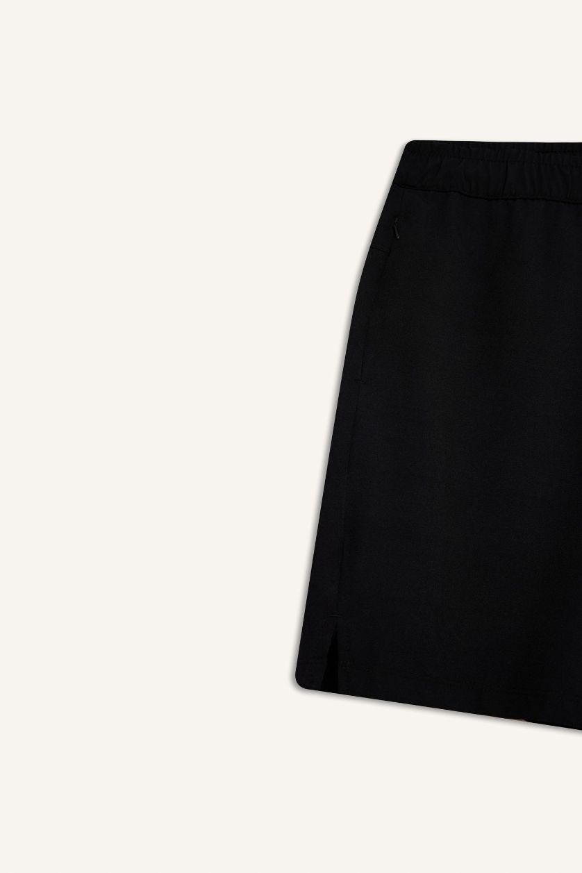 Erkek Siyah Standart Fit Sporcu Cepli Dokuma Şort