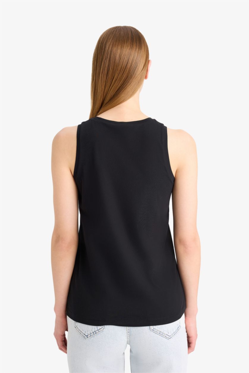 نساء أسود فانيلة قصة عادية بياقة مستديرة برسمة الفراشة