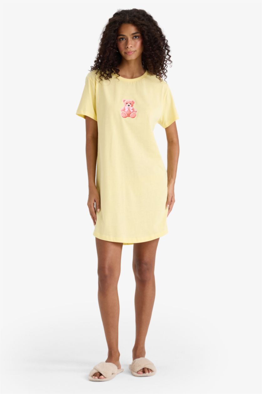 WOMAN Yellow Fall in Love Regular Fit Crew Neck Dress