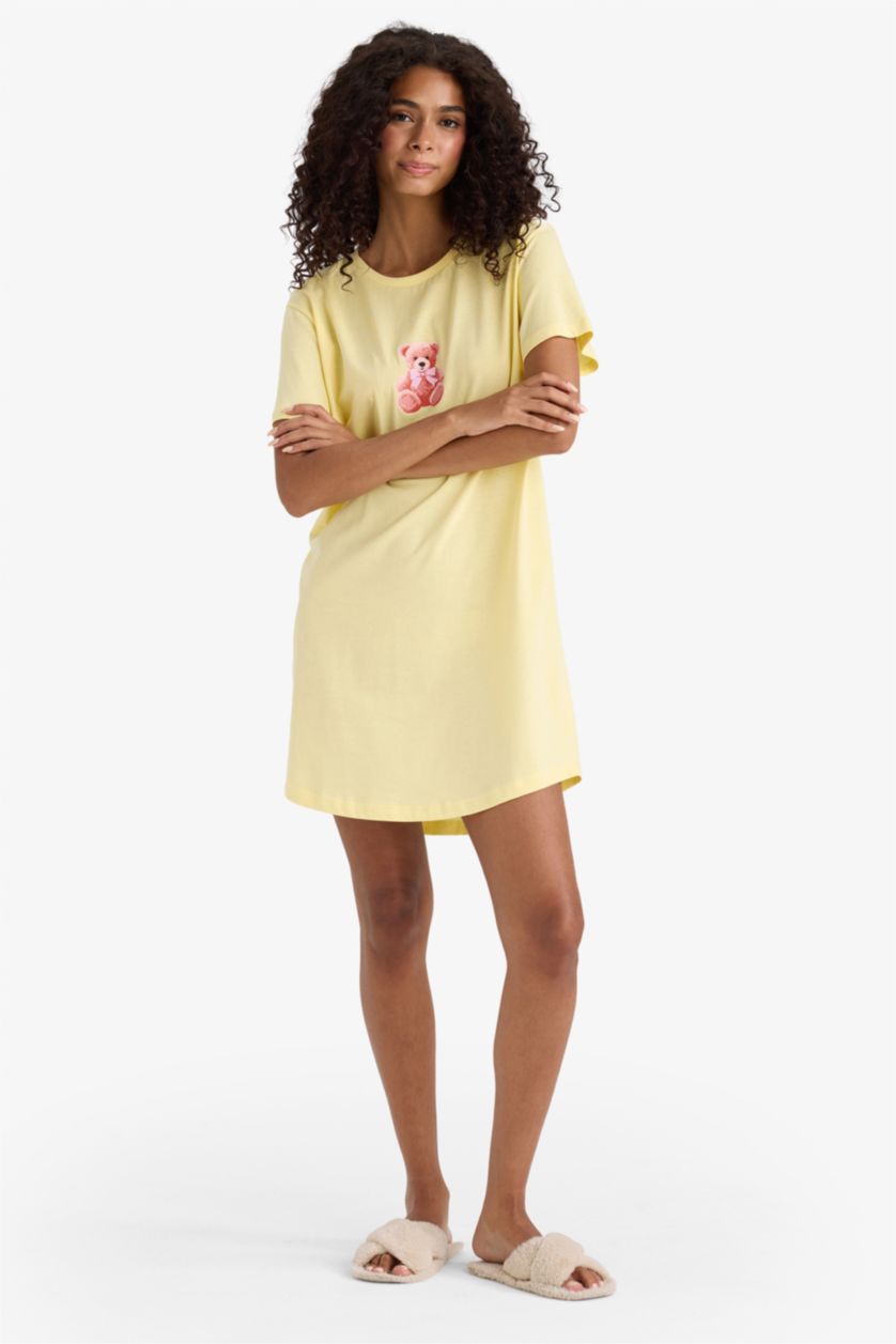 WOMAN Yellow Fall in Love Regular Fit Crew Neck Dress