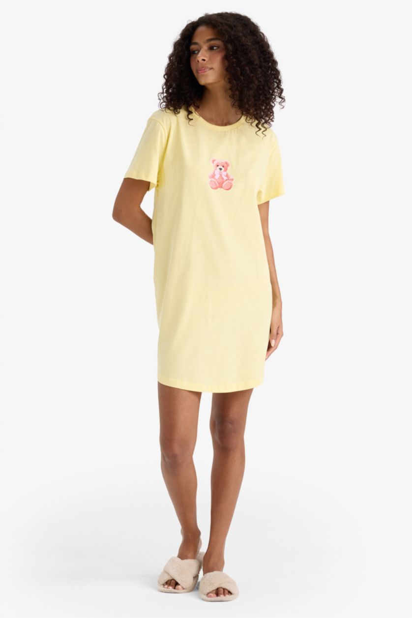 WOMAN Yellow Fall in Love Regular Fit Crew Neck Dress