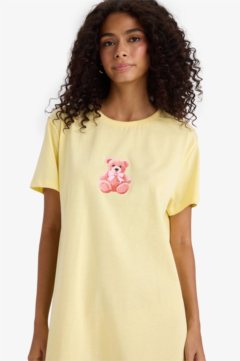 WOMAN Yellow Fall in Love Regular Fit Crew Neck Dress