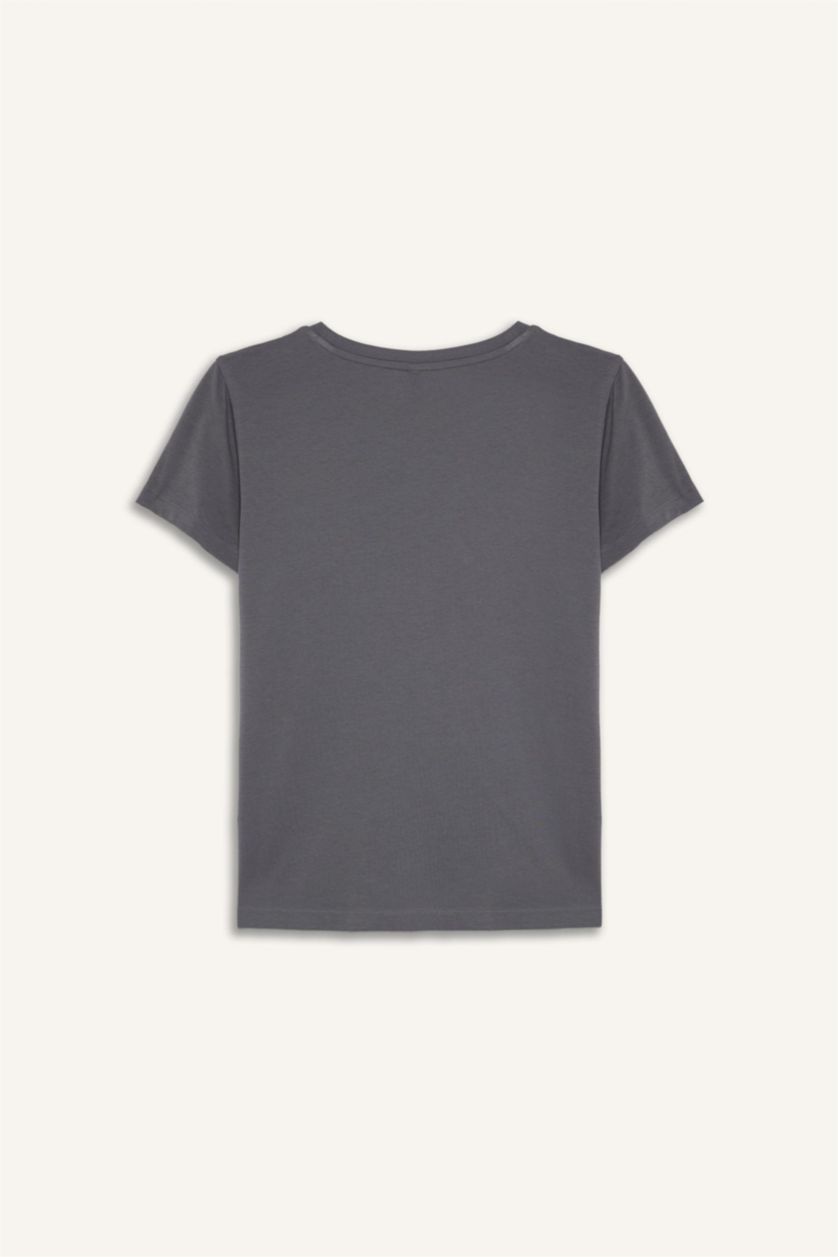 Женщины Серый Футболка с круглым вырезом и звездным узором