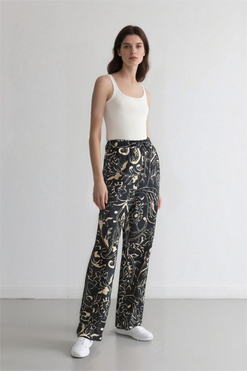 Woman NAVY Wide Leg High Waist Trousers
