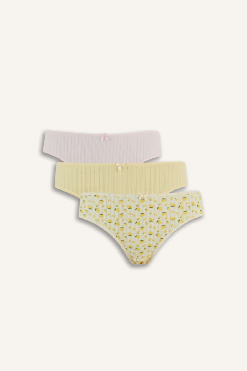 Kadın Sarı Desenli 3'lü Brief Külot