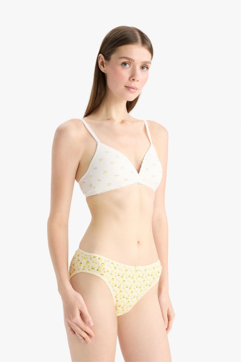 Kadın Sarı Desenli 3'lü Brief Külot