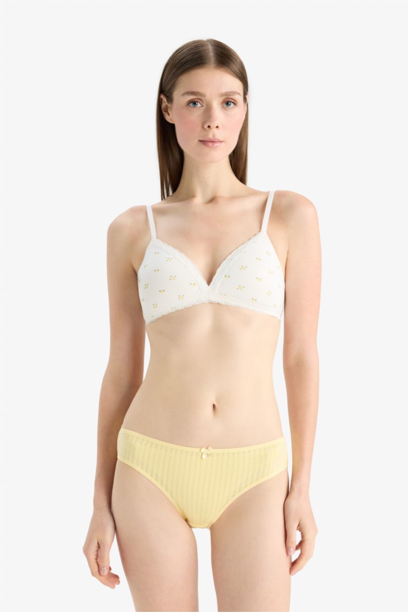 Kadın Sarı Desenli 3'lü Brief Külot