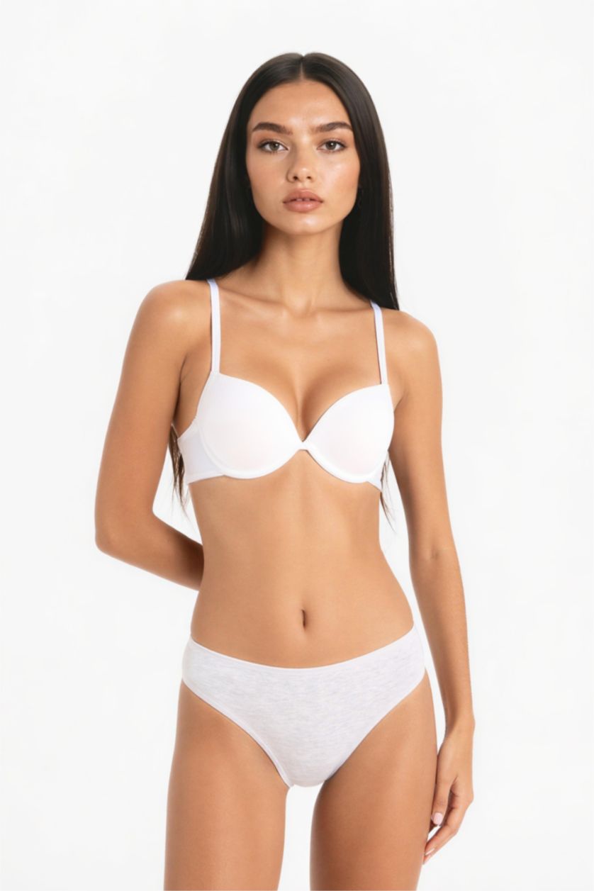 Woman Grey Melange Fall in Love 3 Piece Slip Panties