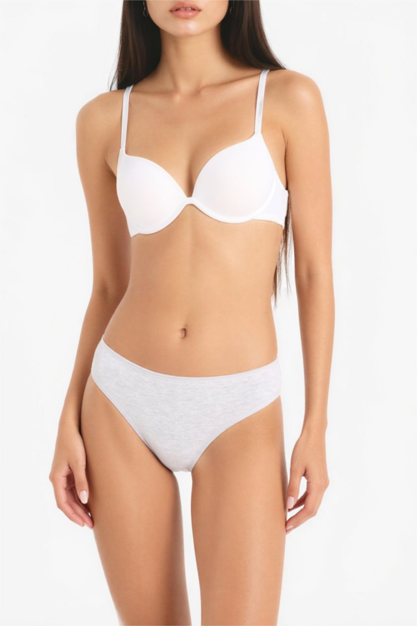 Woman Grey Melange Fall in Love 3 Piece Slip Panties