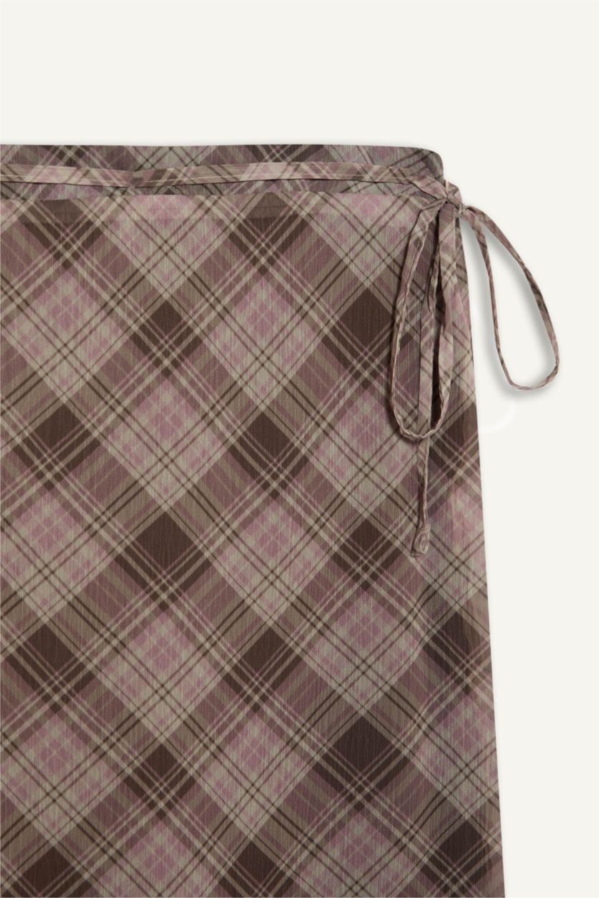 Әйелдерге Раушан Coool чек a сызығы тоқылған астар орташа ұзындық Тоқылған юбка