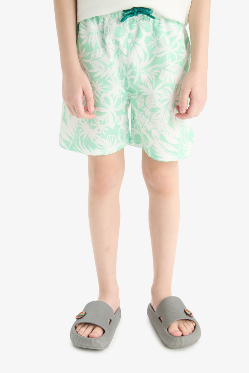 Erkek Çocuk - Genç Erkek Ekru 2'li Takım Baskılı Atlet Deniz Şortu Erkek Çocuk