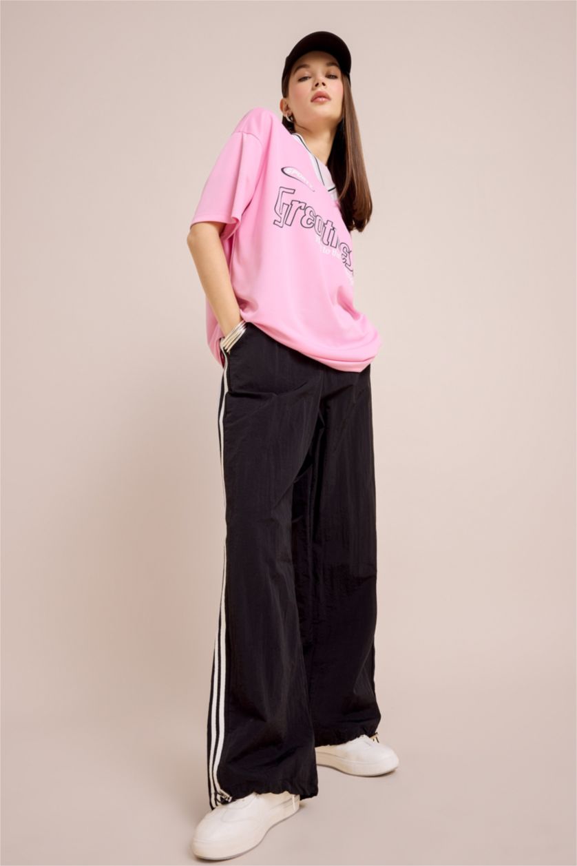 WOMAN Black Normal Waist Parachute Trousers