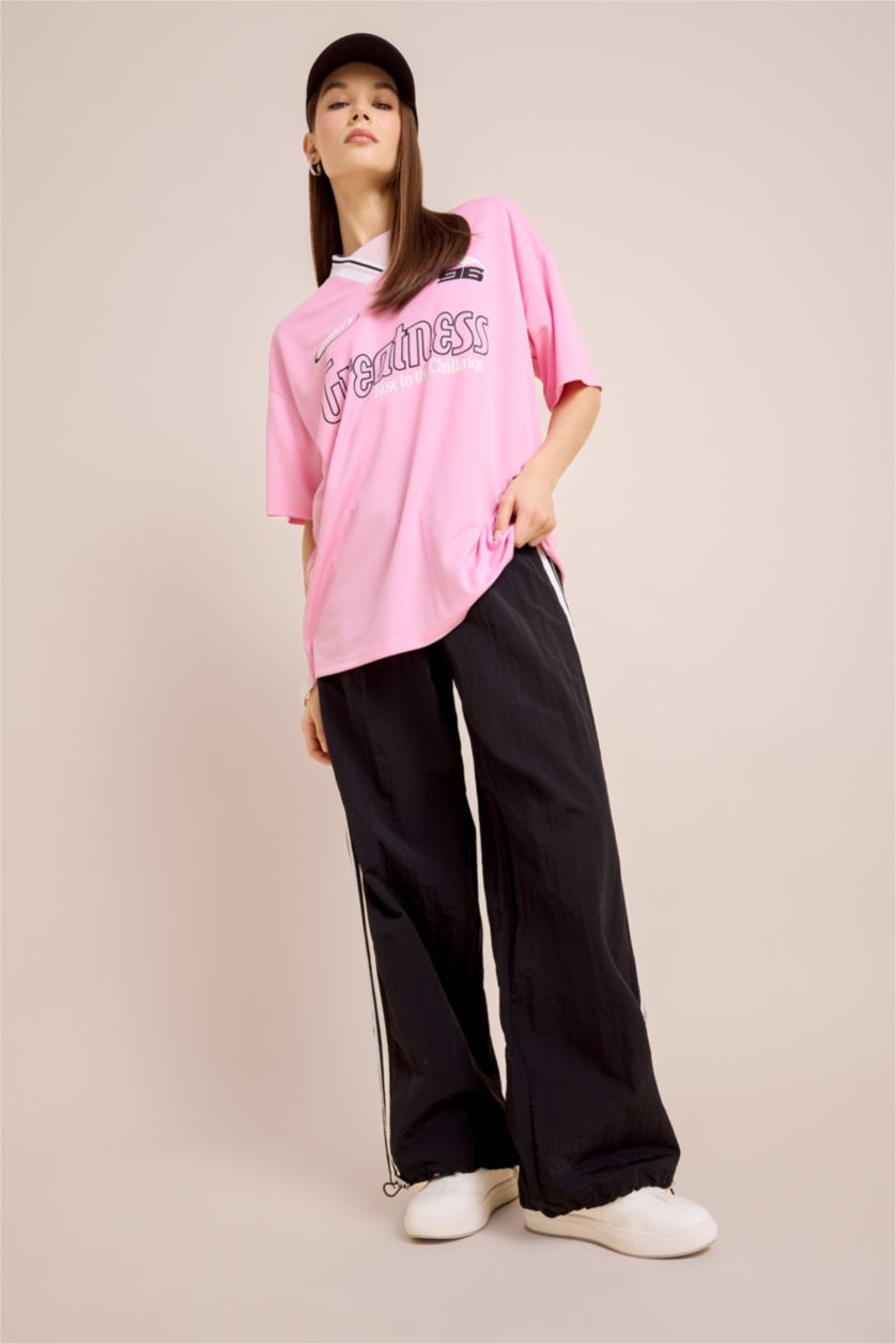WOMAN Black Normal Waist Parachute Trousers