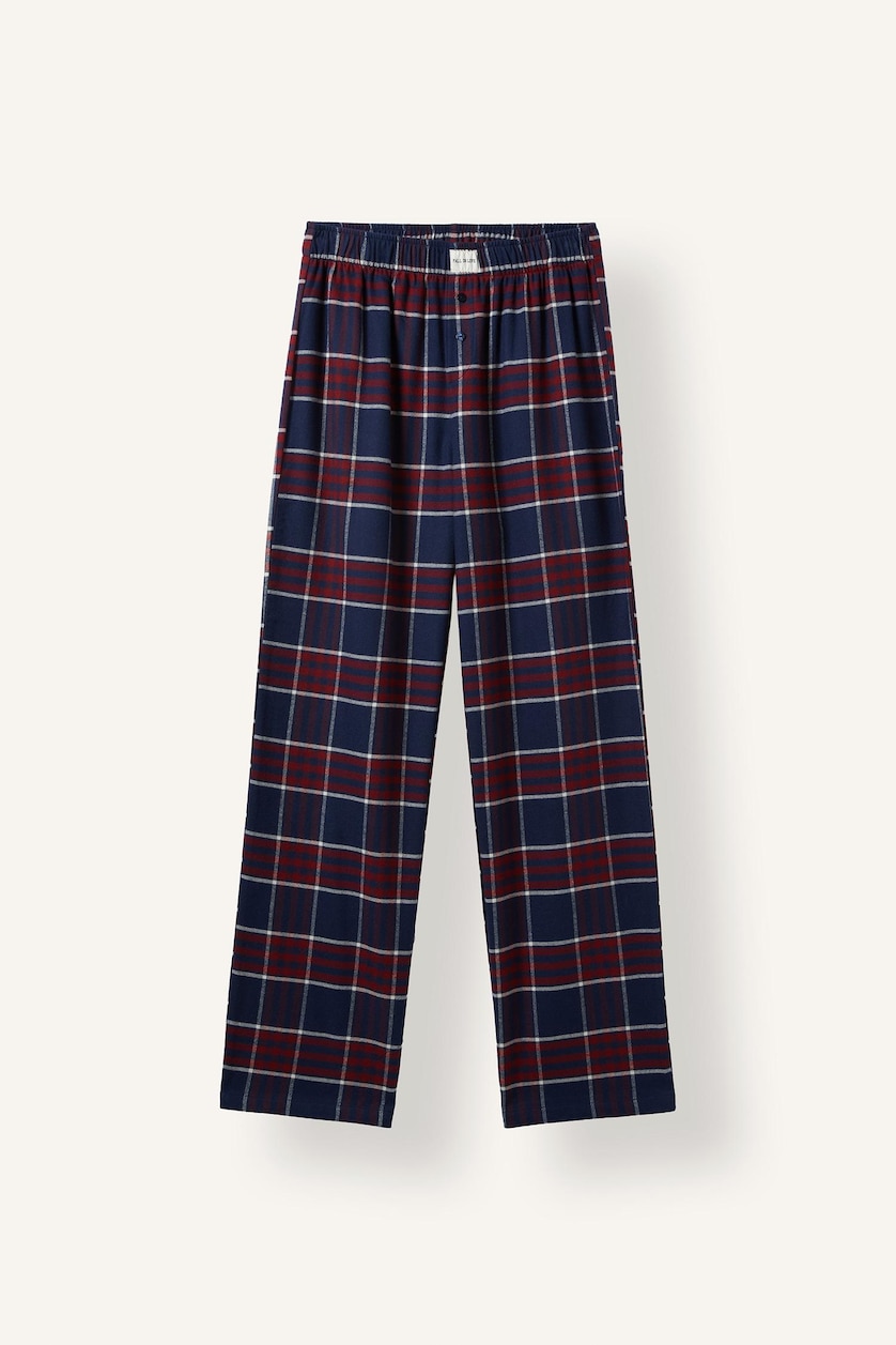 نساء كحلي Regular Fit Long Flannel Bottom