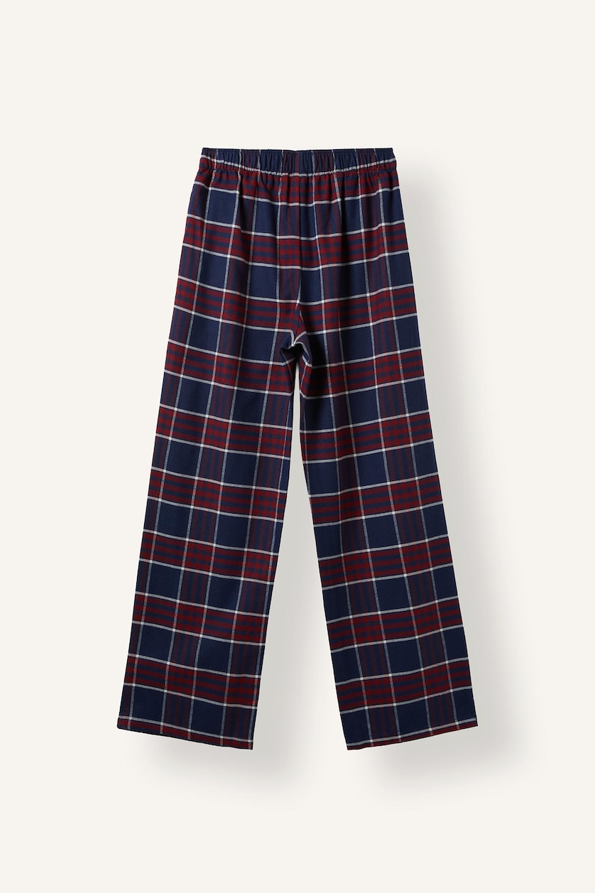 نساء كحلي Regular Fit Long Flannel Bottom
