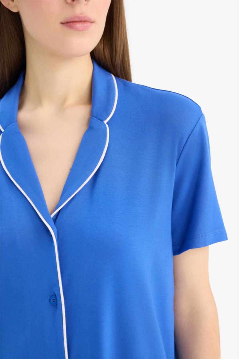 حريمي أزرق فاقع طقم بيجاما محبوك قصة عادية من Fall in Love - قطعتين