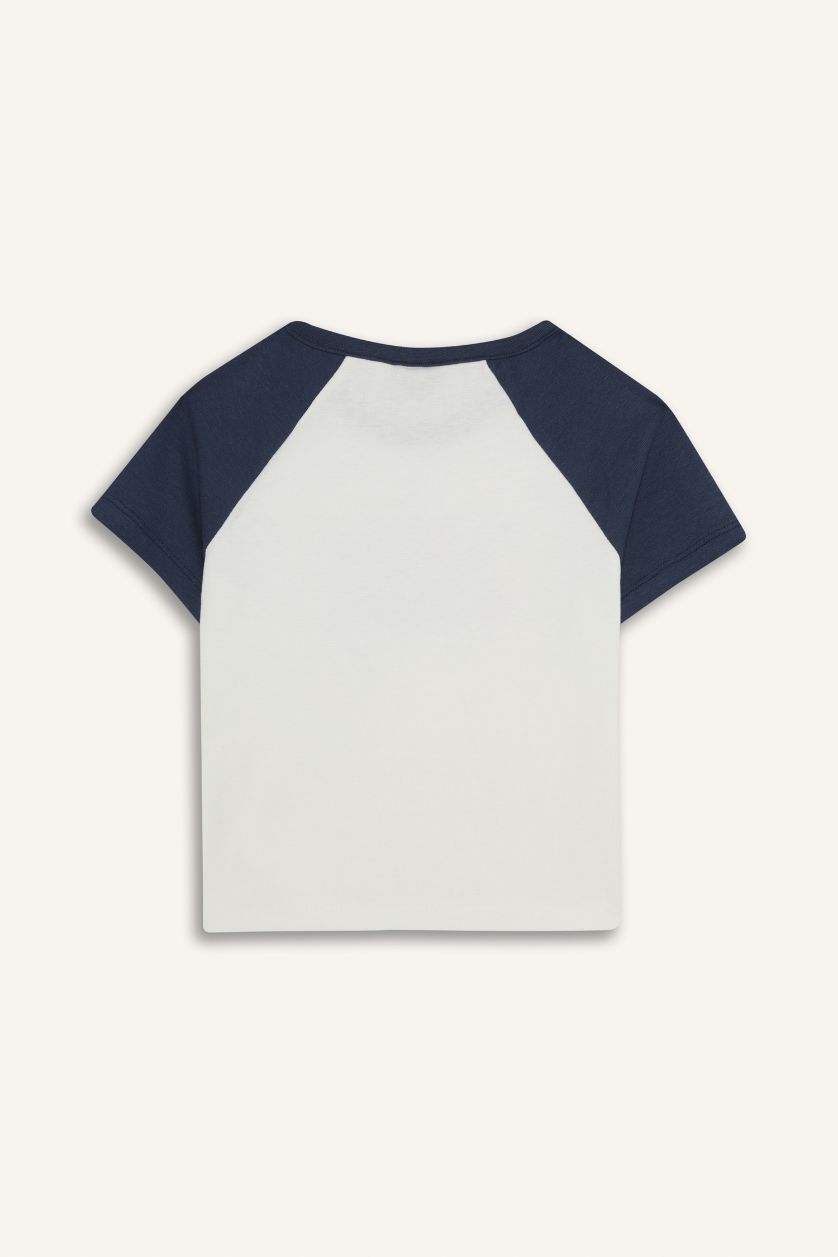 Kız Çocuk - Genç Kız Ekru NBA Wordmark Fitted Bisiklet Yaka Ribana Kısa Kollu Tişört Kız Çocuk