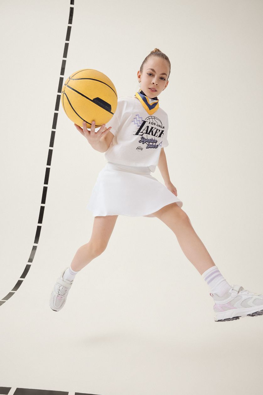 Kız Çocuk - Genç Kız Ekru NBA Los Angeles Lakers Bisiklet Yaka Kısa Kollu Tişört Kız Çocuk