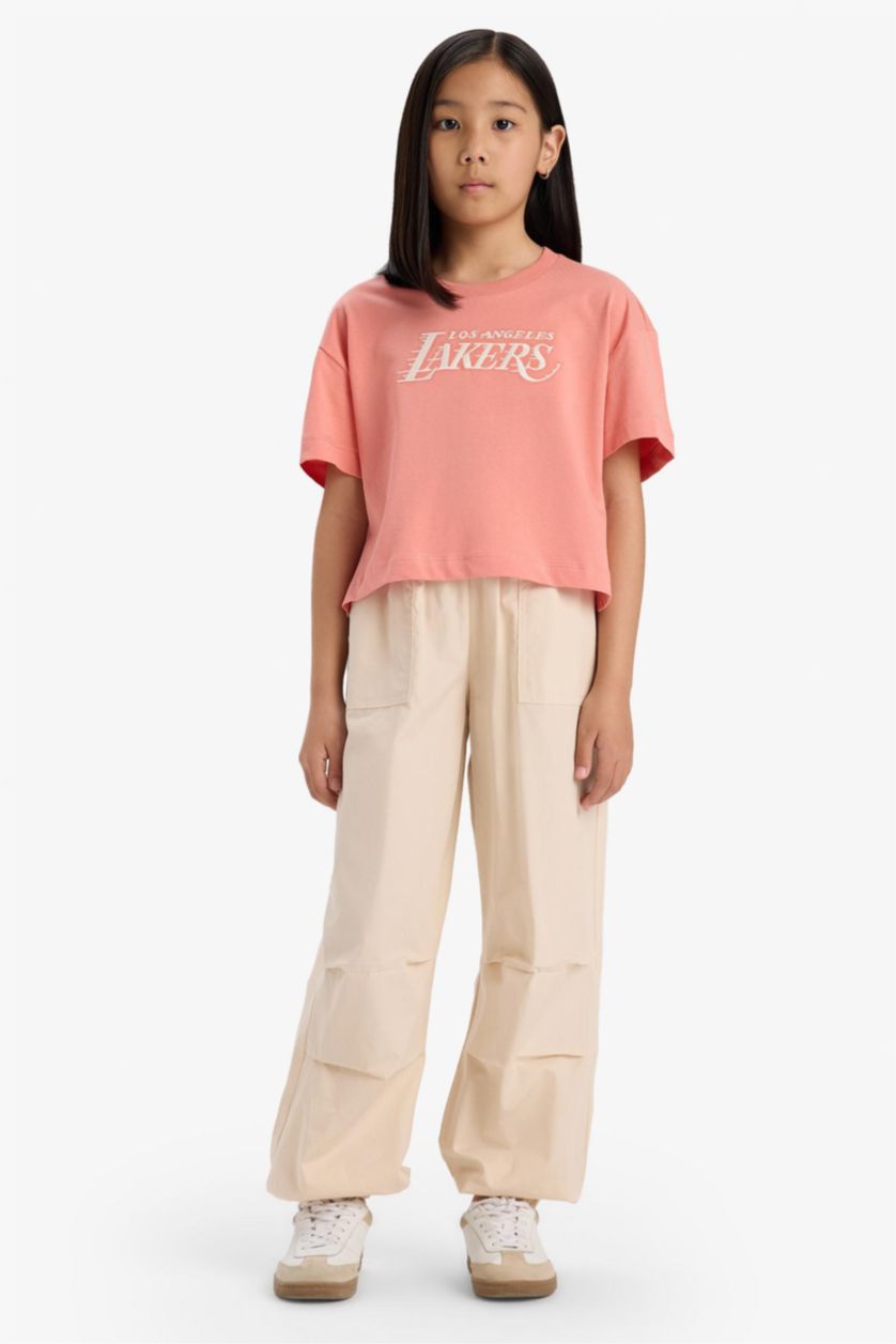 Kız Çocuk - Genç Kız Somon NBA Los Angeles Lakers Loose Fit Bisiklet Yaka Kısa Kollu Tişört Kız Çocuk