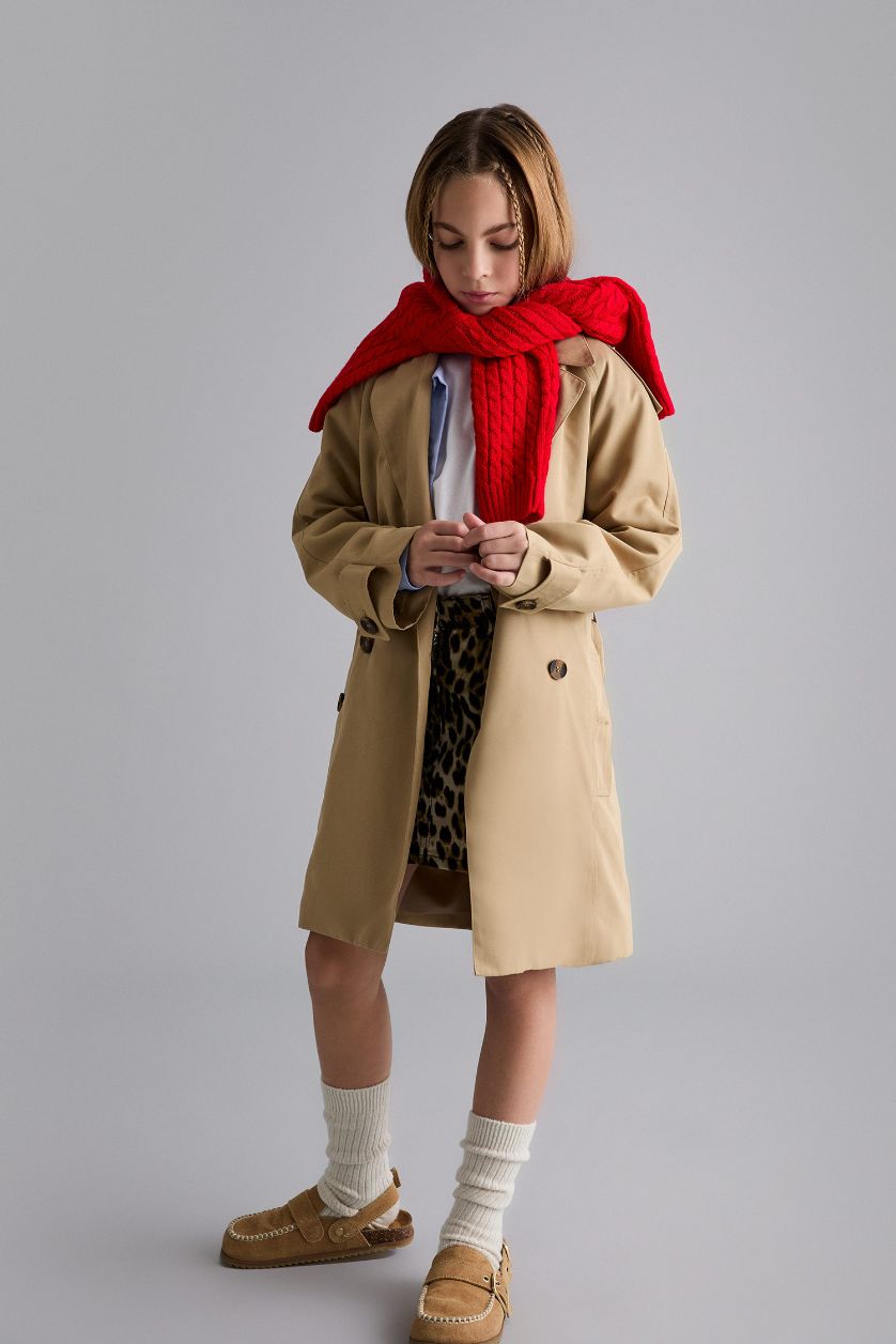 GIRLS & TEENS Camel Girl with Belt Trench Coat