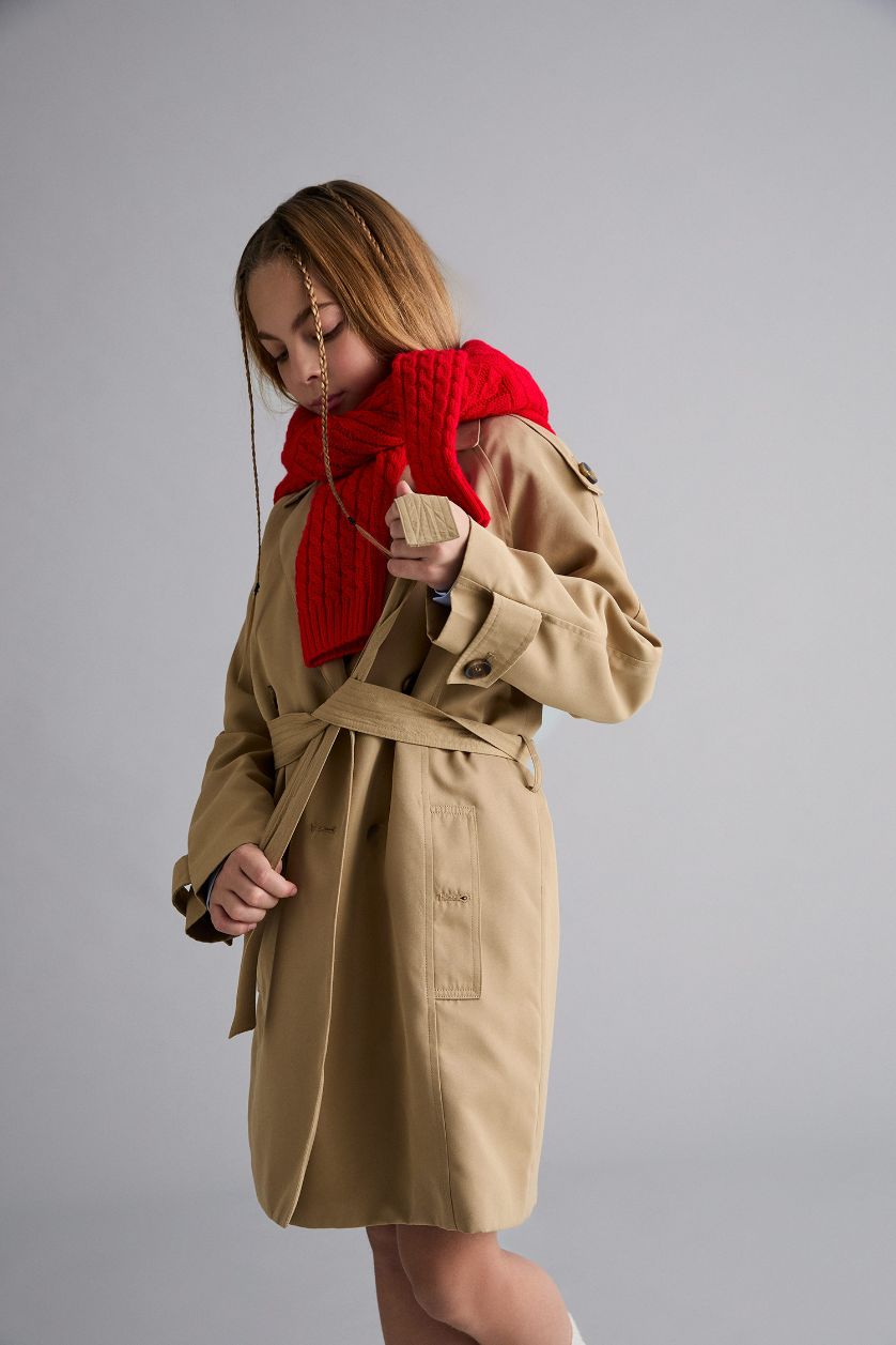 GIRLS & TEENS Camel Girl with Belt Trench Coat