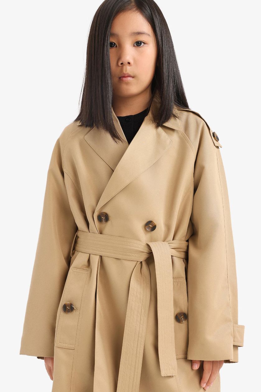 GIRLS & TEENS Camel Girl with Belt Trench Coat