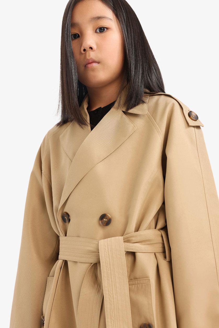 GIRLS & TEENS Camel Girl with Belt Trench Coat