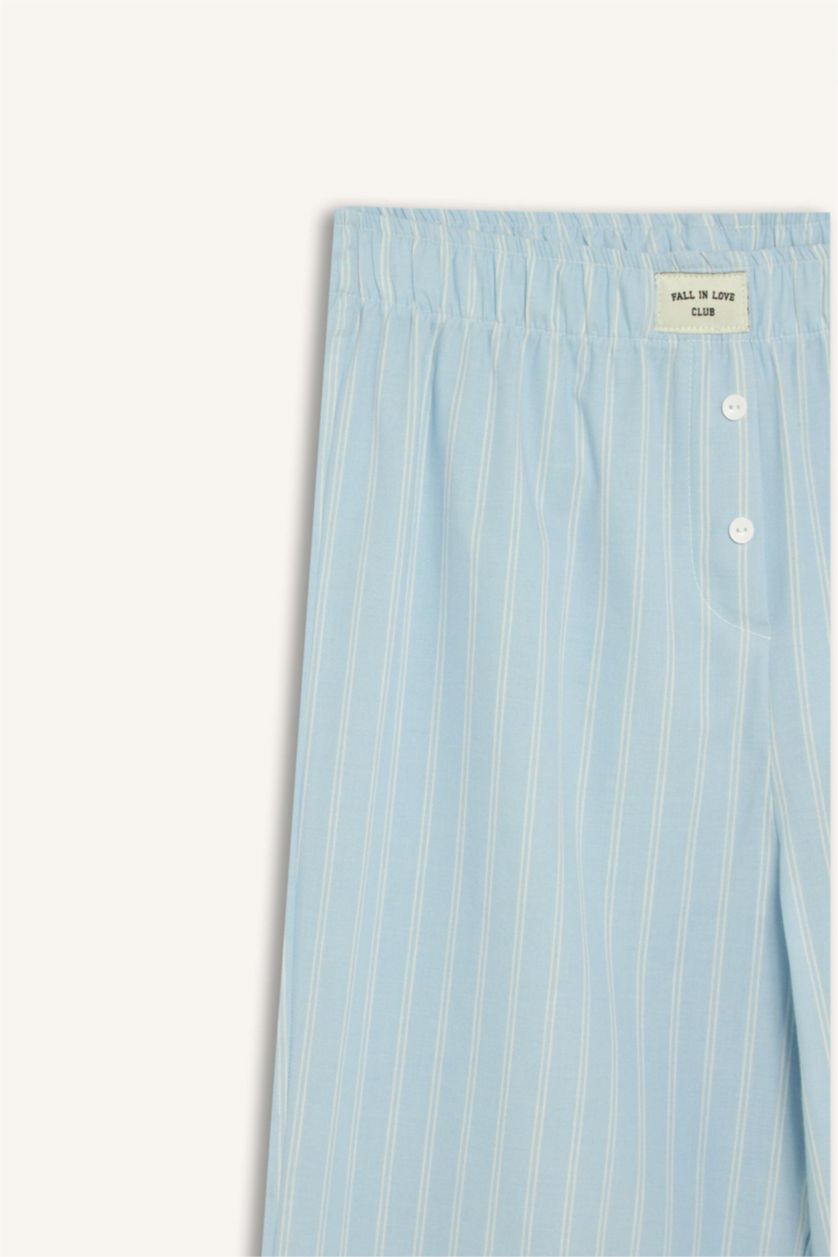 WOMAN Light Blue Long Length Poplin Pajama Pants