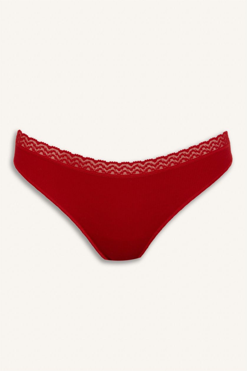 Kadın Açık Pembe Dantel Detaylı Ribana 3'lü Tanga