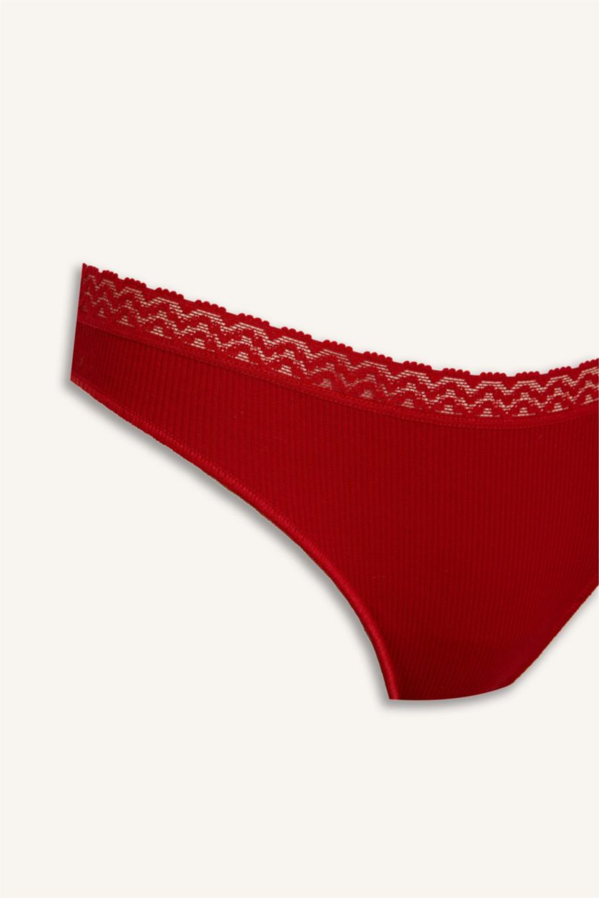 Kadın Açık Pembe Dantel Detaylı Ribana 3'lü Tanga