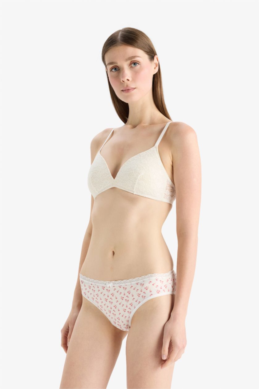 Woman Rose Fall in Love Lace Detailed 3 Piece Panties