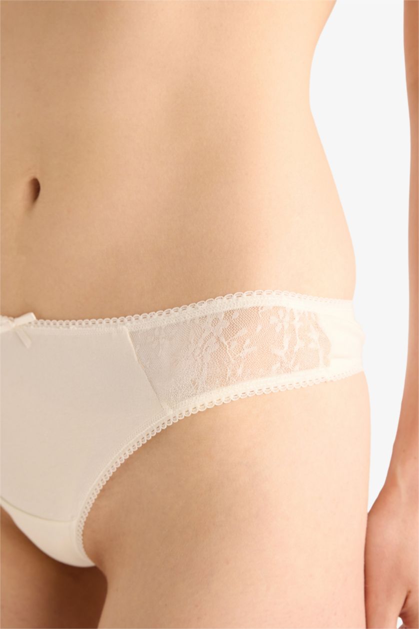 Kadın Açık Pembe Dantel Detaylı 3'lü Tanga