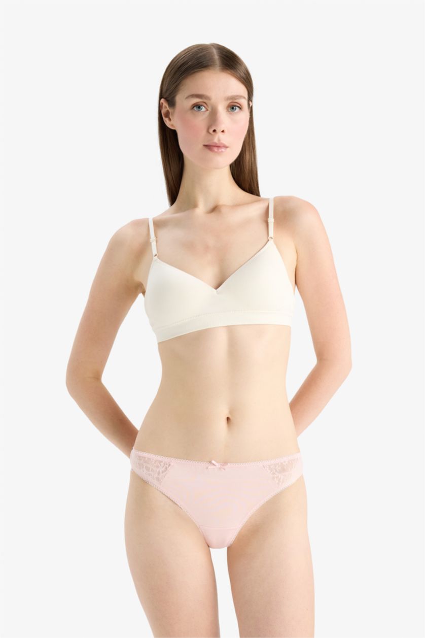 Kadın Açık Pembe Dantel Detaylı 3'lü Tanga