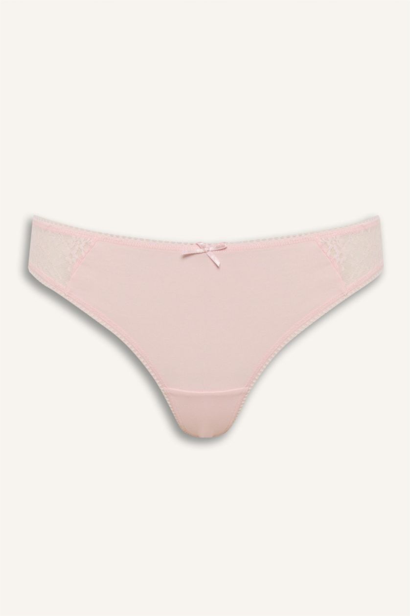 Kadın Açık Pembe Dantel Detaylı 3'lü Tanga