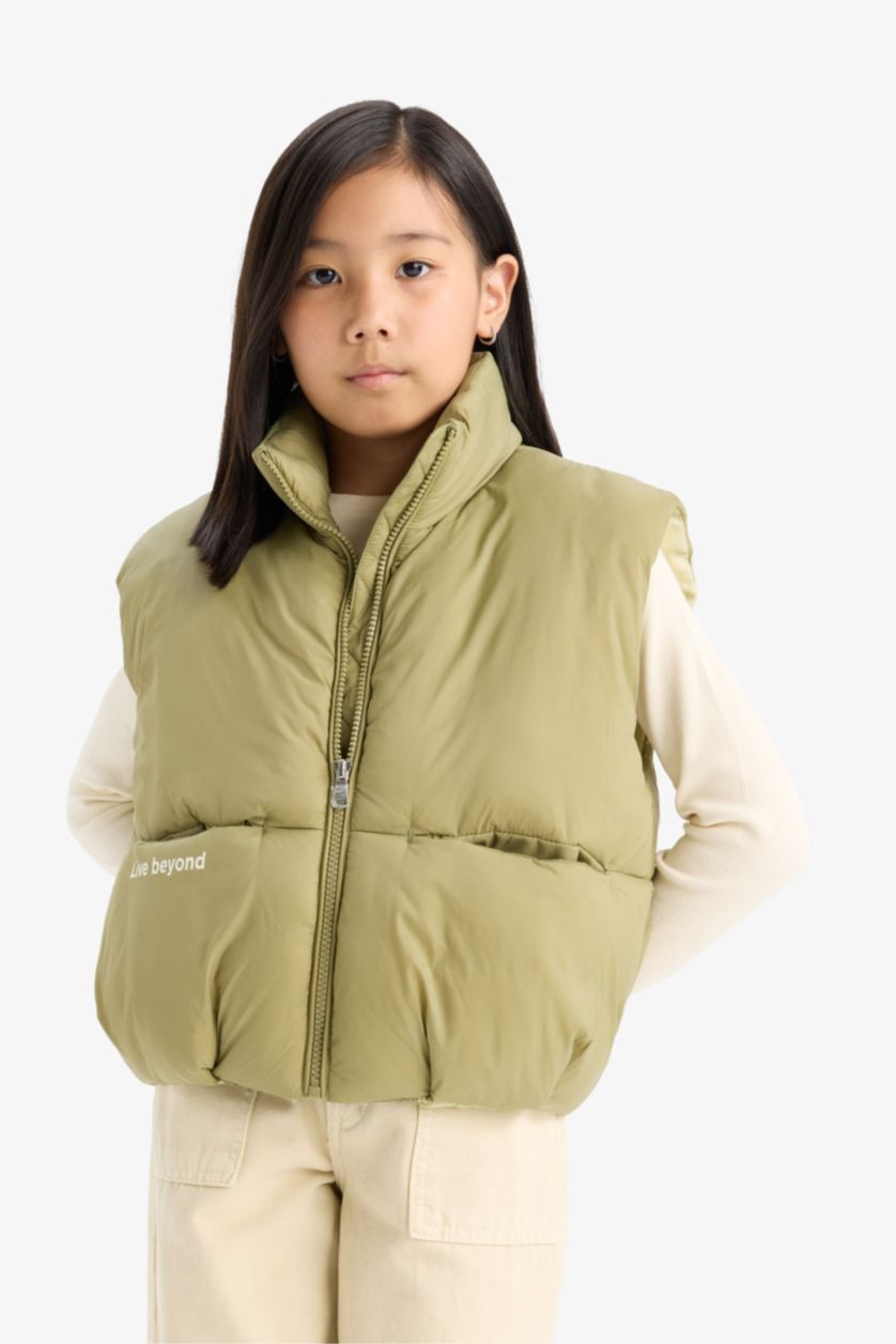 Девочки и подростки Хаки Детский утепленный жилет на молнии