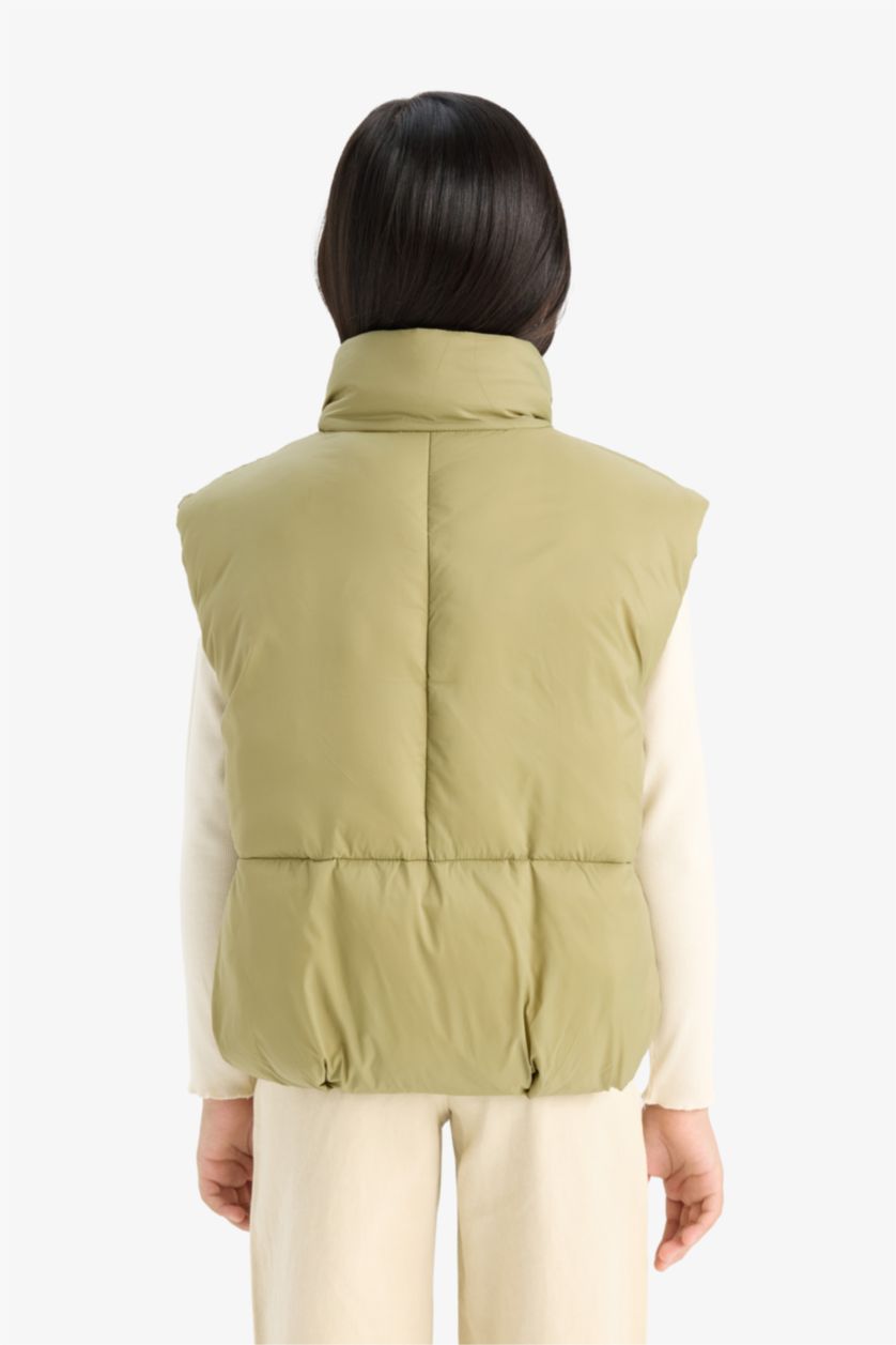 Девочки и подростки Хаки Детский утепленный жилет на молнии