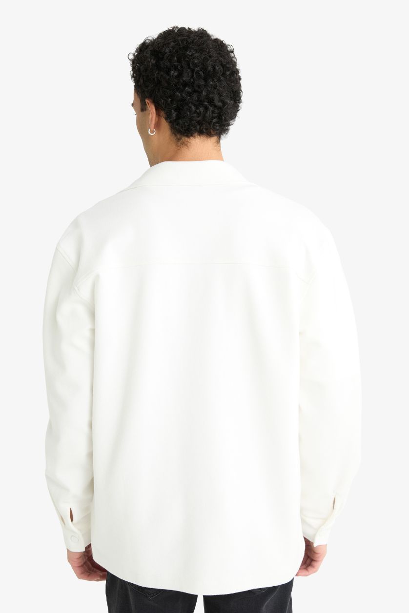 Erkek Ekru Esnek Kumaş Twill Gömlek