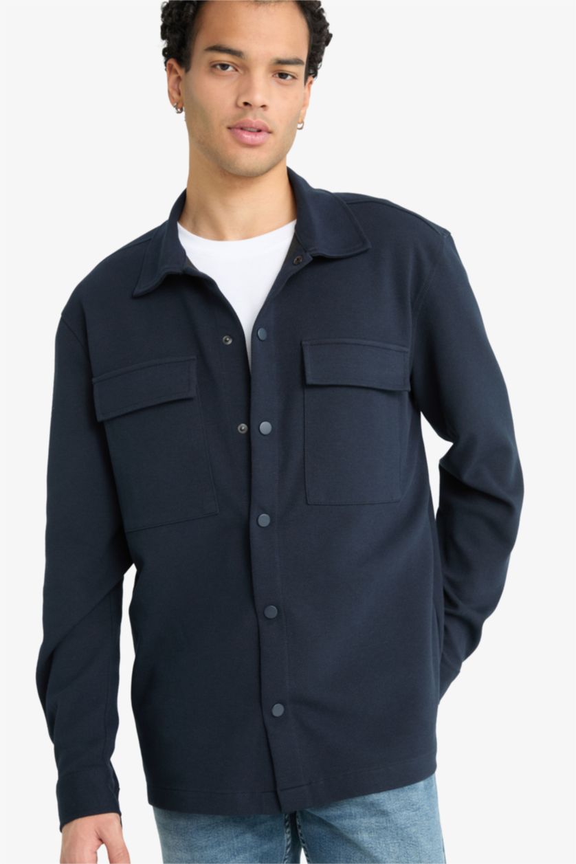 MAN NAVY Regular Fit Twill Long Sleeve Shirt