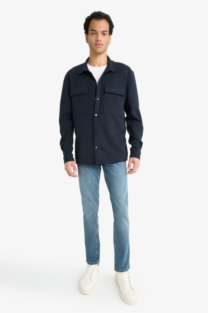 MAN NAVY Regular Fit Twill Long Sleeve Shirt