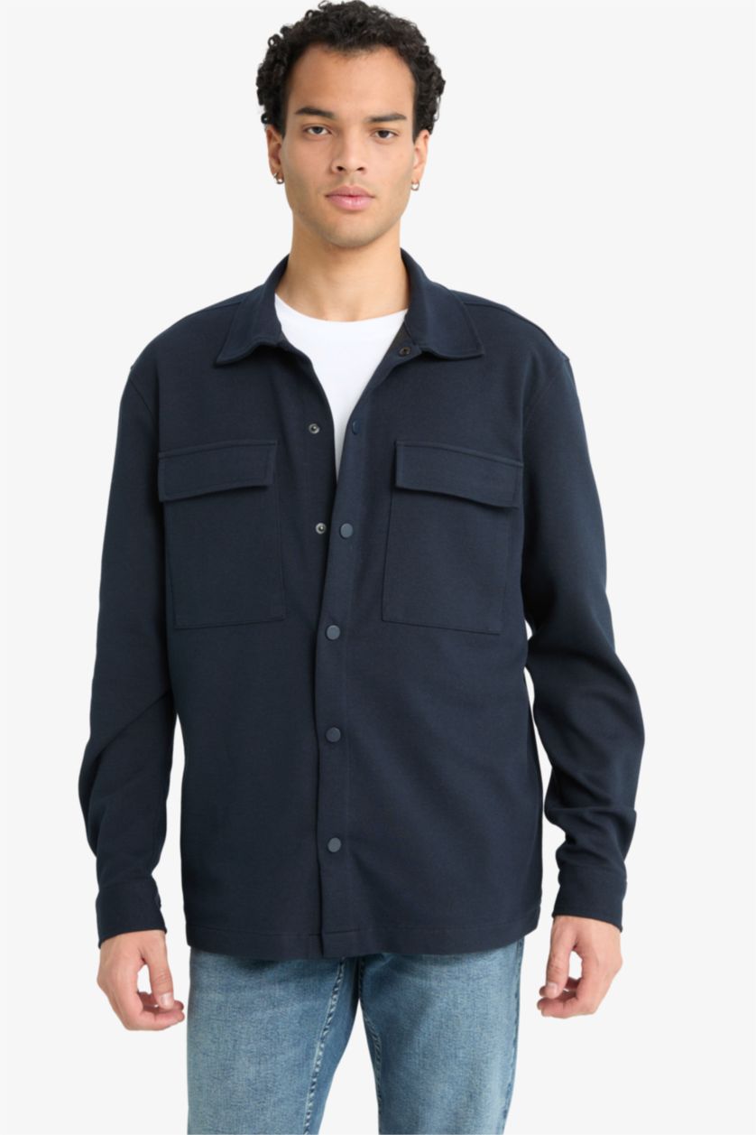 MAN NAVY Regular Fit Twill Long Sleeve Shirt