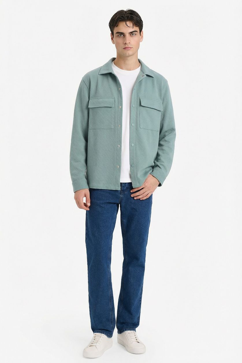 MAN Mat Yeşil Regular Fit Long Sleeve Overshirt